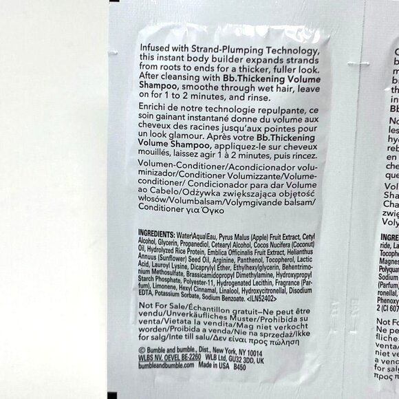 Sampler Pack Bumble & Bumble Thickening Shampoo Conditioner/ Mane Heat Protector - Picture 6 of 11